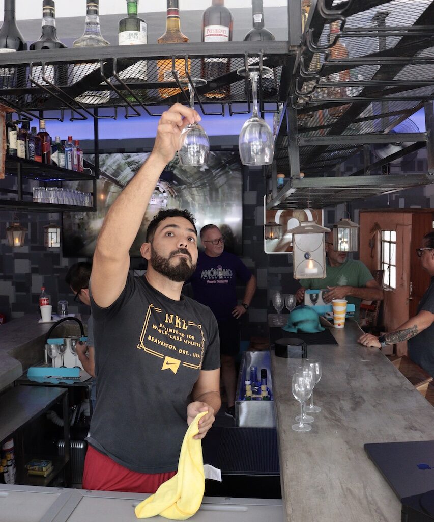 bartender glass tunnel bar