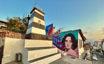 Colectivo Rompe Rescues Abandoned Lighthouse in City Center and Pays Tribute to Elizabeth Taylor Rompe unveiled their latest mural at the Faro Matamoros, paying homage to the iconic actress Elizabeth Taylor. Photo by Oscar Almeida.