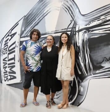 OPC Celebrates 10th Anniversary with Raicilla Art Exhibitions Celebrating 10 years of OPC at the recent event are Artist Gerardo Molina Abarca, OPC Director Pilar Pérez and Sayuri Sanchez, sub director. Photo by Oscar Almeida.