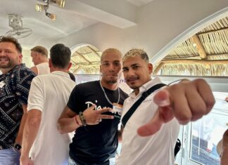 Pride Gay Mixer Photos from The Swedes Jet De La Isla (right) with his boyfriend Beto Hernández at The Swedes Pride Gay Mixer. The event was held May 15, with more than 250 people attending. Photo by Oscar Almeida.