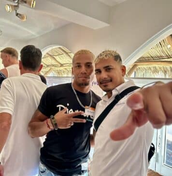 Pride Gay Mixer Photos from The Swedes Jet De La Isla (right) with his boyfriend Beto Hernández at The Swedes Pride Gay Mixer. The event was held May 15, with more than 250 people attending. Photo by Oscar Almeida.