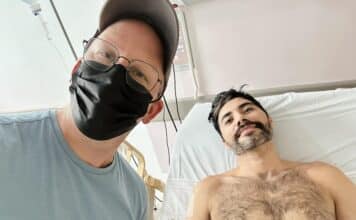 Fundraiser For Chuchin at Casita and Garden Today, June 18 Prescott Seymour at the hospital with Alberto Perez Chuchin. Photo provided via Prescott's Facebook page.