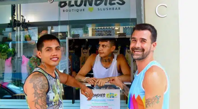 Sip, Shop, and Celebrate at Blondies Third Location Más Blondies, Calle Lazaro Cardenas 279C, is in what was the Mercurio Swim shop, and strategically located right near all the nightclubs. It joins Los Otras Blondies, which opened in October 2019, and Blondies Loft, the first location, that opened in 2015. Photo by Oscar Almeida.