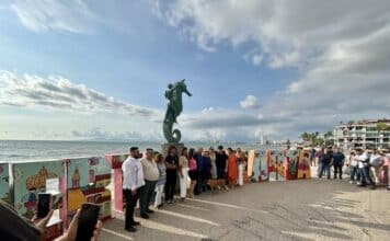 Artists Daughter Restores Fathers Iconic Puerto Vallarta Letters The newly refurbished letters that spell out Puerto Vallarta at the unveiling ceremony on Wednesday, August 7, 2024. Photo by Oscar Almeida.