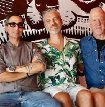 Salchidogo Offers Unique Flavors at Puerto Vallarta’s Newest Hotdog Spot (left to right) Juan Sebastian Palafox, Brian Scott Carey, and Philip Wier, owners of the new restaurant Salchidogo. Photo by Oscar Almeida.