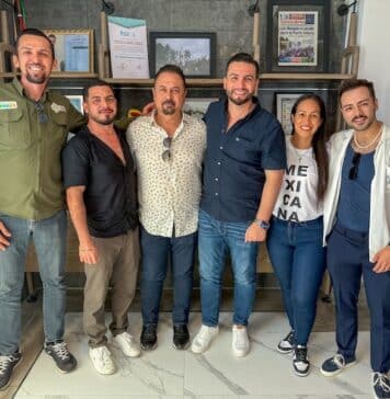 Vallarta Pride 2025 Gains Official Support from Vallarta Government (left to right) Director of Commercial and Service Liaison Luis Tello; Director of Operations Alfredo Soria; Vallarta Pride Organizing Committee President Javier Jiménez; Puerto Vallarta Mayor Luis Munguía; Deputy and City Councilwoman Melissa Madero; and Director of Public Relations Carlos Plascencia. Photo provided.