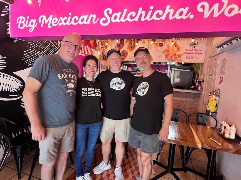 Jean's founders, Hal and Eneida Hilton, and Salchidogo owners Philip Wier and Brian Scott Carey. Photo by Jerry Jones
