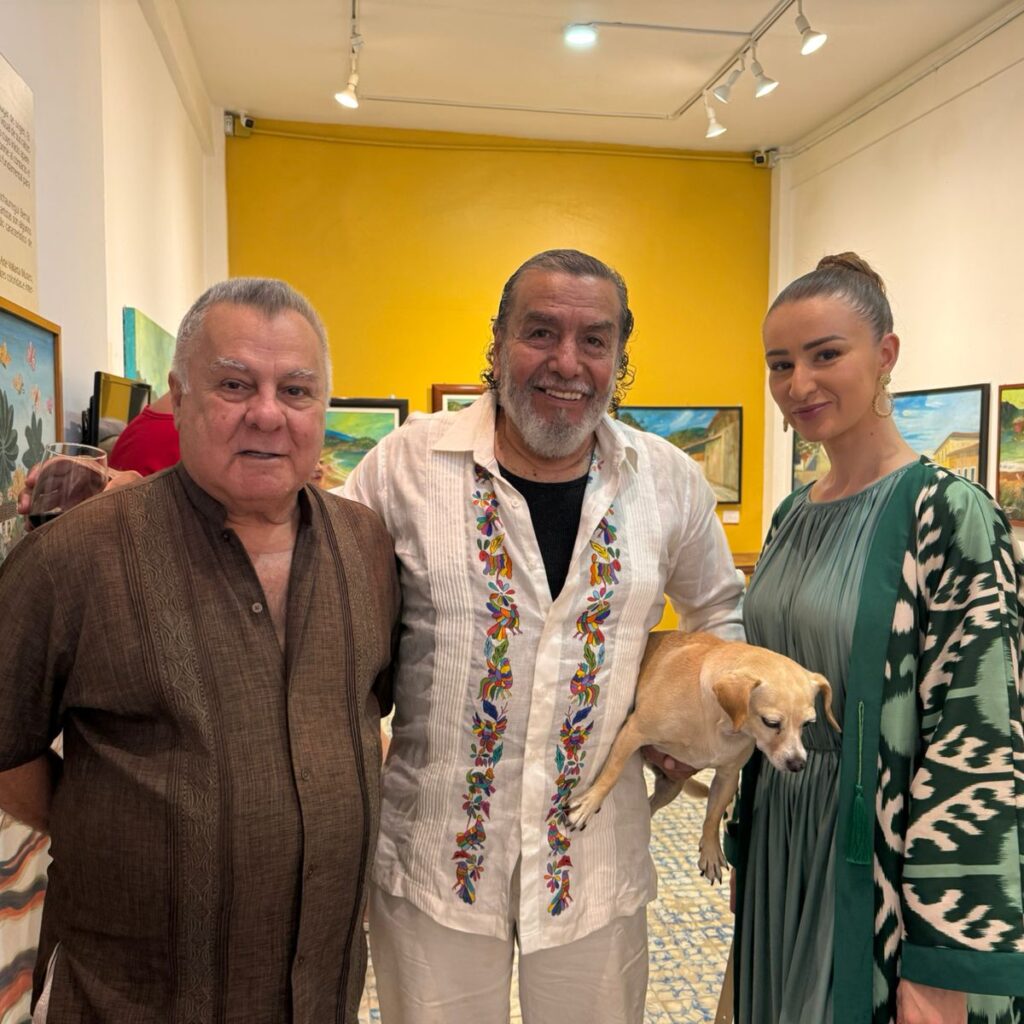 Armando Mafud, Internationally renowned Mexican Designer, Mexican Artist, and owner of Galeria Fabrica de Suenos, Javier Nino and Anna Gurayevskaya Model for Armando Mafud.