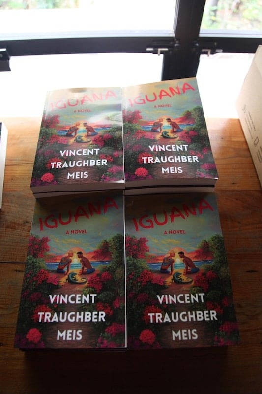 Author Vincent Traughber Meis celebrating the launch of his eleventh novel, “Iguana."