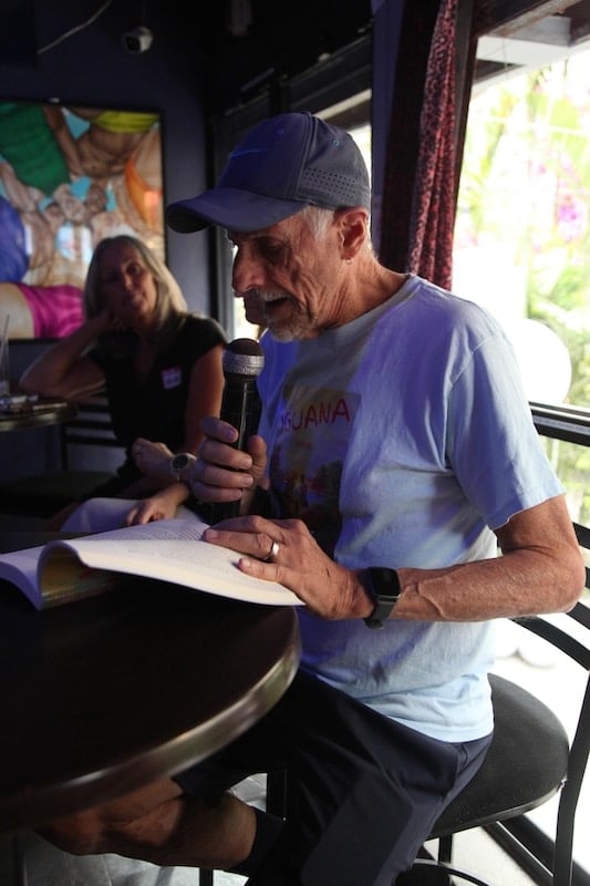 Author Vincent Traughber Meis celebrating the launch of his eleventh novel, “Iguana."