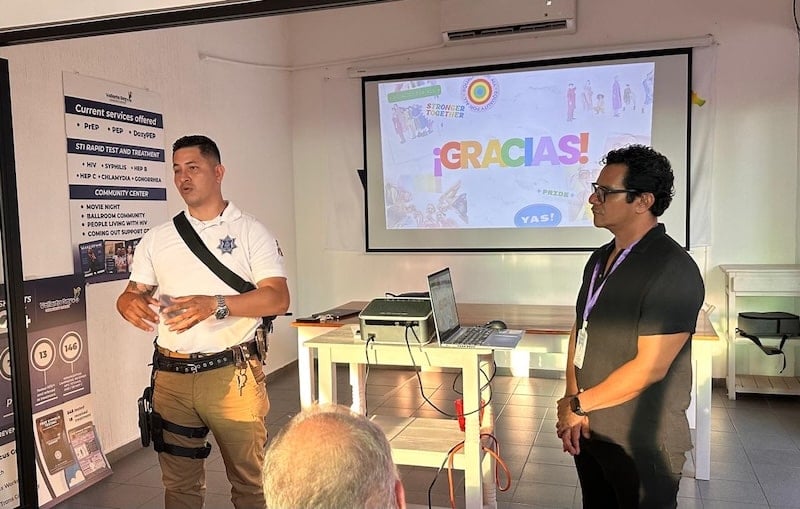 Commandant José Daniel of the Puerto Vallarta Police Department and Poncho Davalos. Photo by Jamie Alexander.
