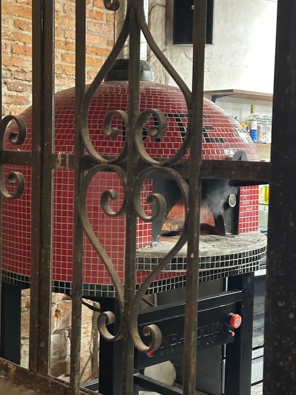 The wood fire oven at the brick oven.