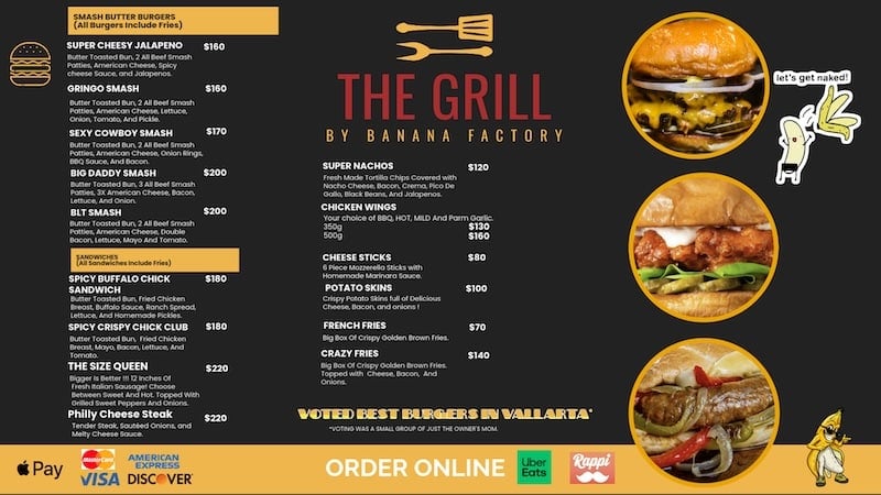 bananna factory grill menu