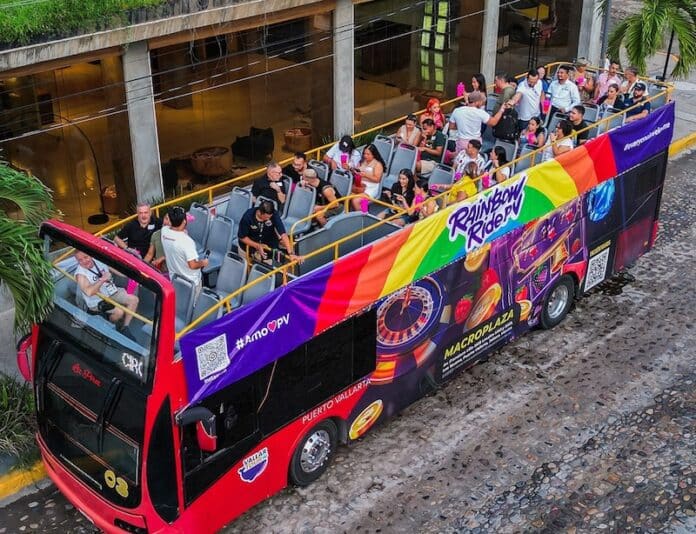 The Rainbow Ride PV bus tour recently made its inaugural trip. Photo provided by Vallarta Tour Bus.