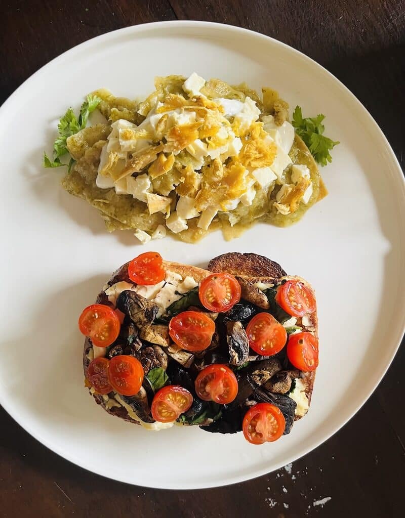 Lulú del Campo toast with a chilaquiles side.