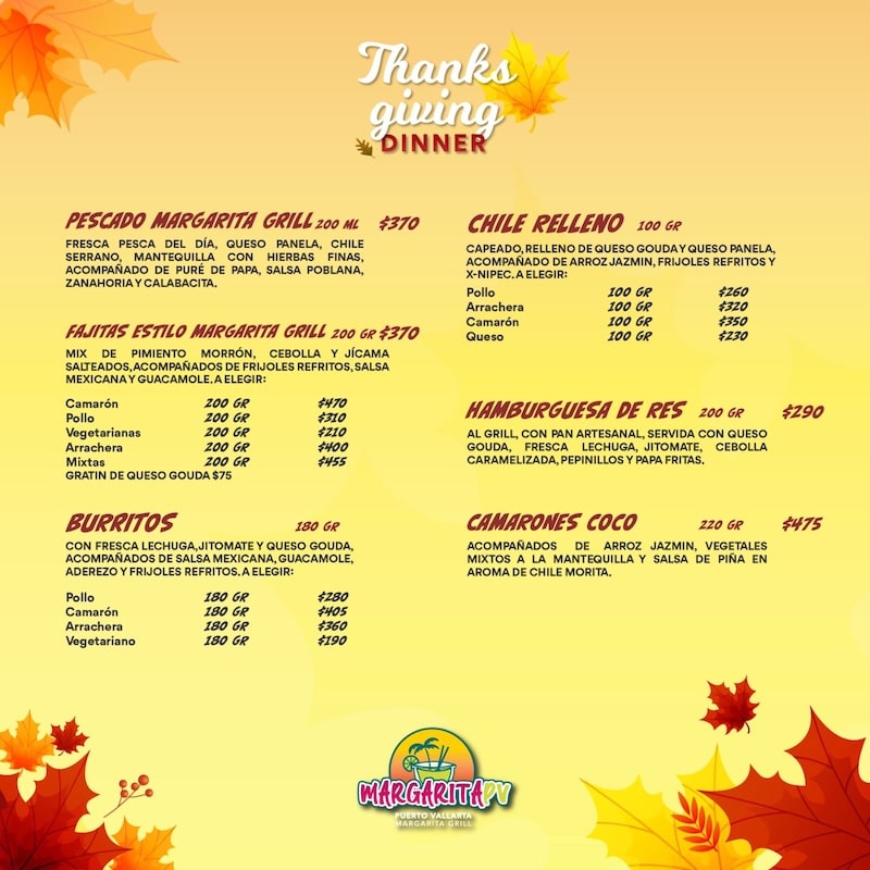 Margarita PV menu thanksgiving 3