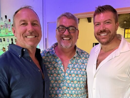 Photo Highlights: The Swedes Fundraiser for Gay+ Center group of three swedes with christopher