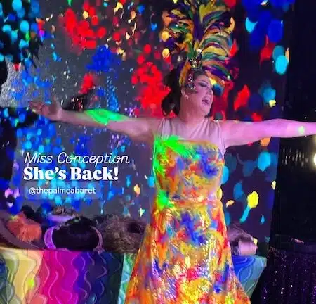 Comedy, Camp and Pride: Miss Conception Shines in ‘Make America Gay Again’ miss conception rainbows