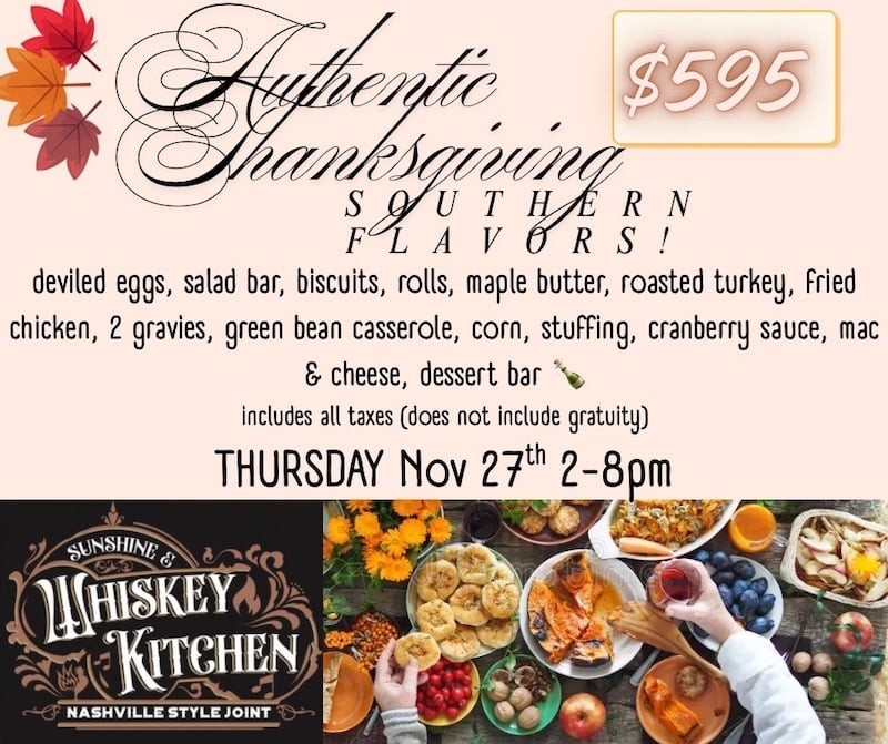 whiskey kitchen 2025 thanksgiving