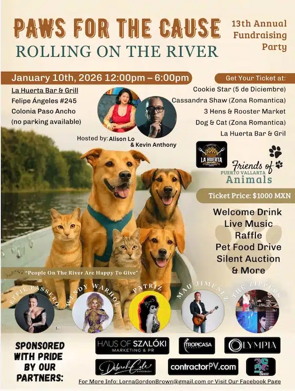 Friends of Puerto Vallarta Animals Plan Riverfront Fundraiser for Shelter Pets paws for cause