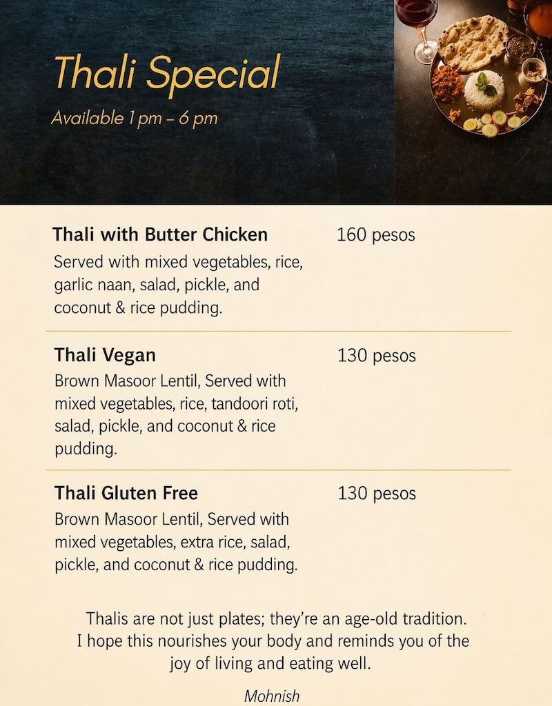 Rico Indian summer menu 2026
