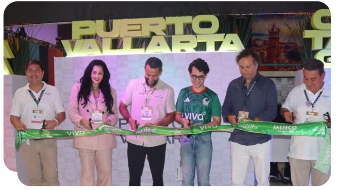 Team Viva with the Undersecretary of Tourism of Jalisco, the director of the Puerto Vallarta Tourism Trust, and organizers of Vallarta Pride. Photo provided.