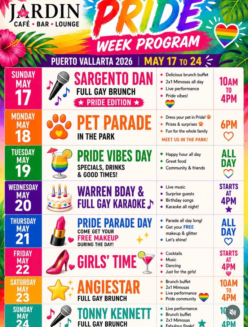 jardinero cafe lounge vallarta pride